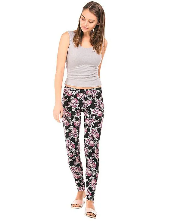 Aeropostale Floral Print Cotton Spandex Leggings