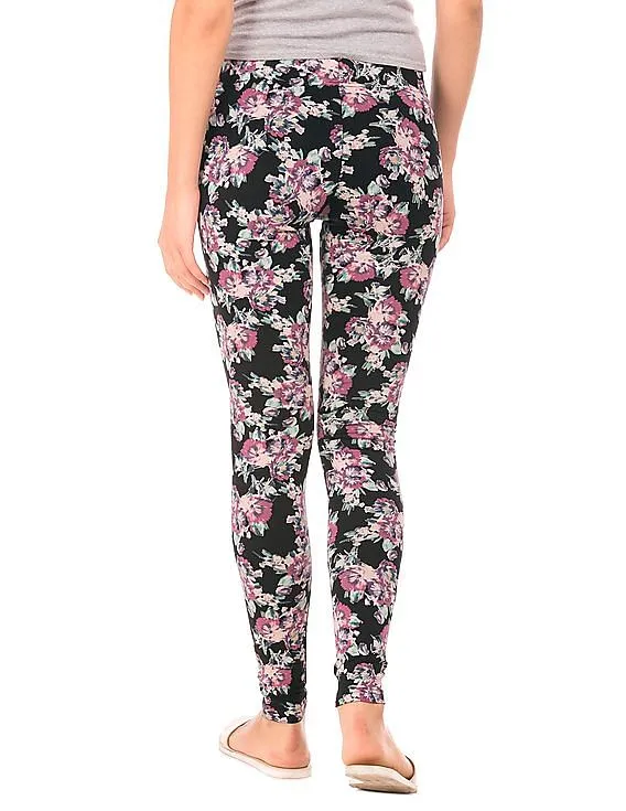 Aeropostale Floral Print Cotton Spandex Leggings