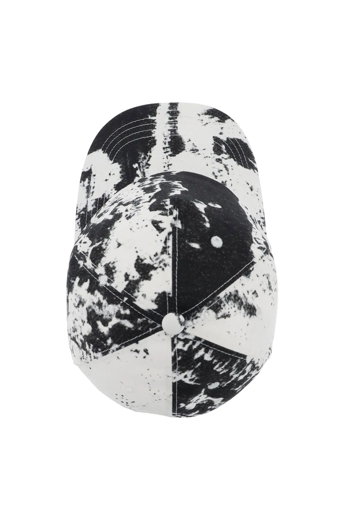 Alexander mcqueen printed baseball cap with logo embroidery 782057 4105Q BLACK WHITE