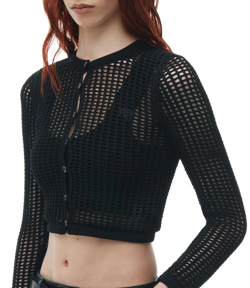 ALEXANDERWANG.TKNIT CROPPED CREWNECK CARDIGAN