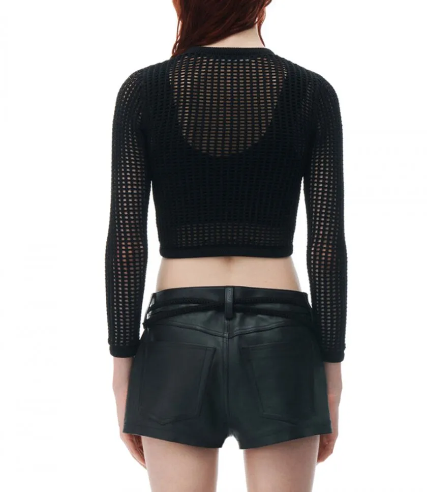 ALEXANDERWANG.TKNIT CROPPED CREWNECK CARDIGAN