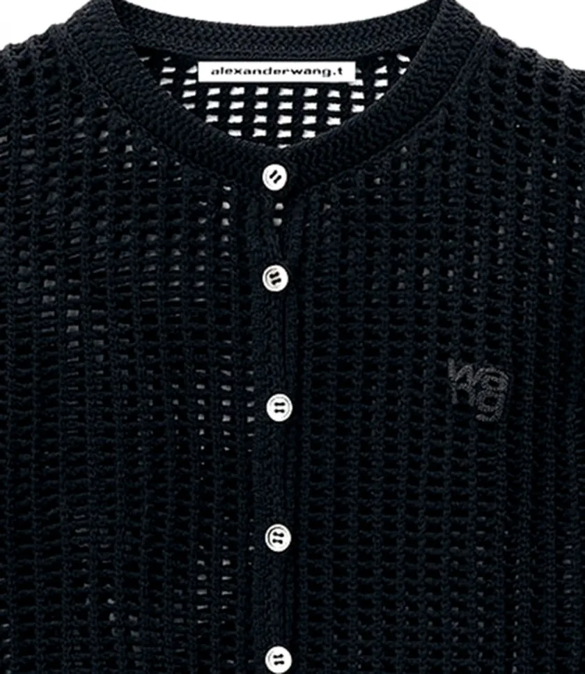 ALEXANDERWANG.TKNIT CROPPED CREWNECK CARDIGAN