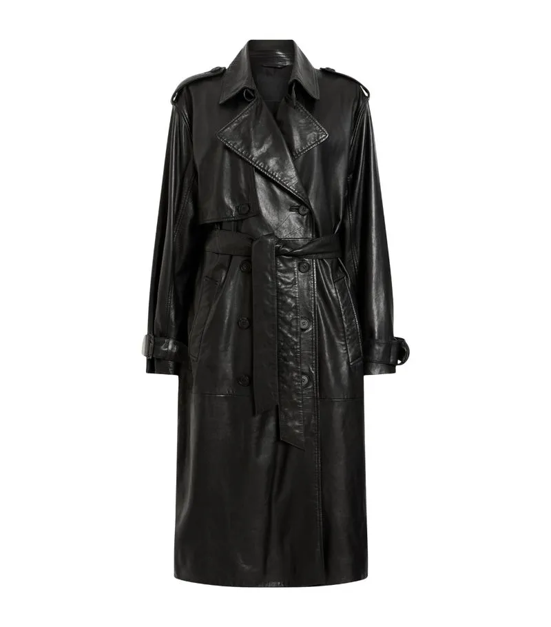 Allsaints Leather Hendry Trench Coat