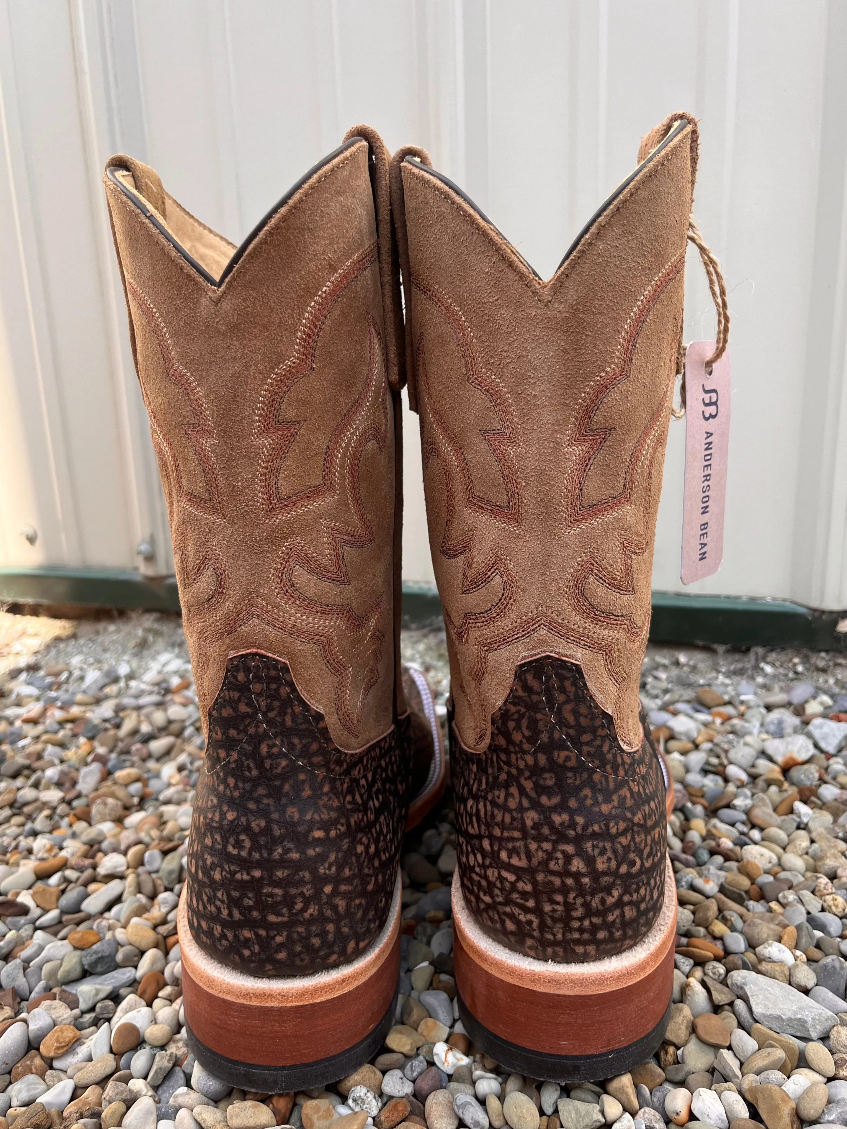 Anderson Bean Men's 10 Tan Hungry Hippos Square Toe Cowboy Boots 339580