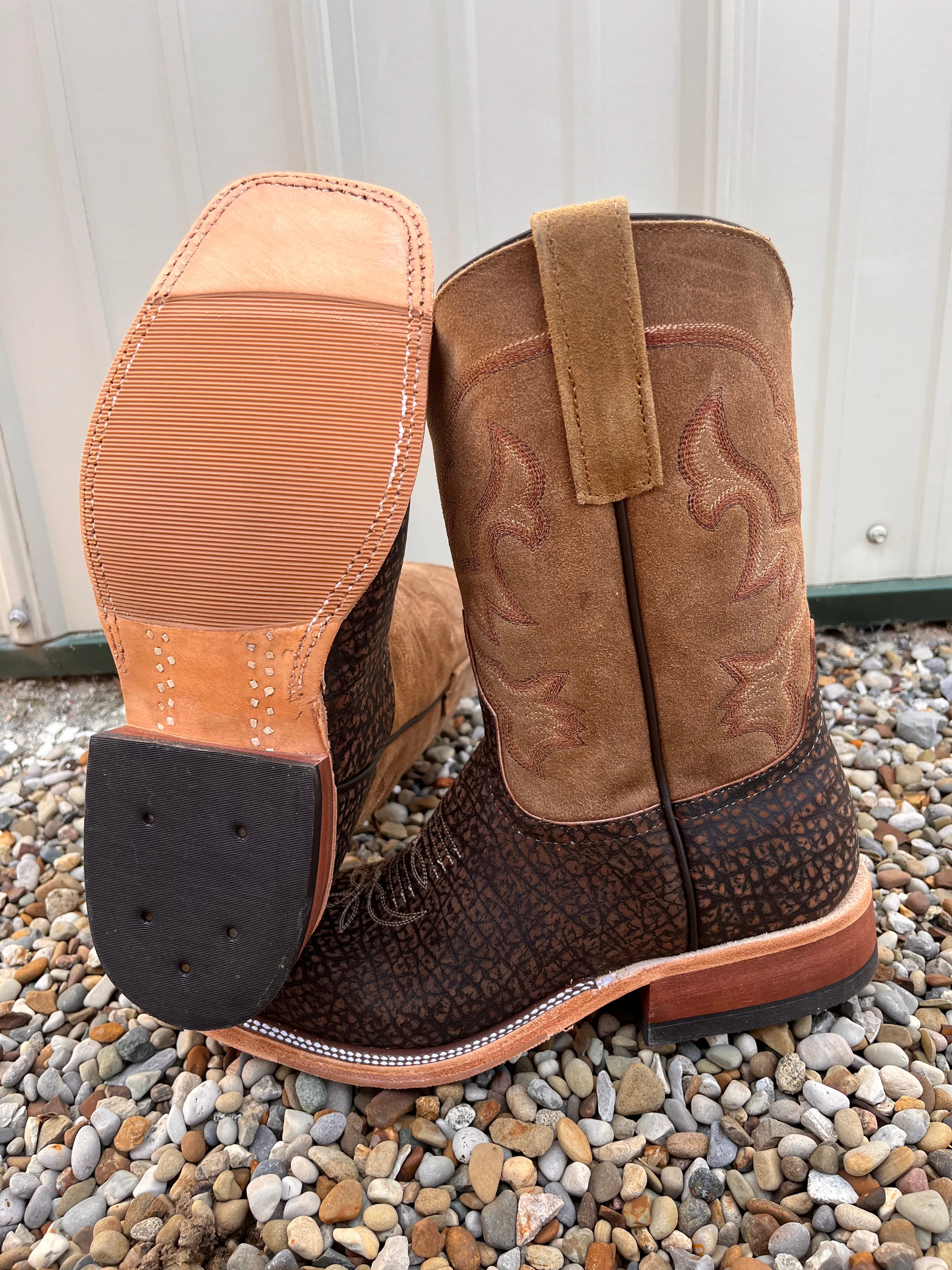 Anderson Bean Men's 10 Tan Hungry Hippos Square Toe Cowboy Boots 339580