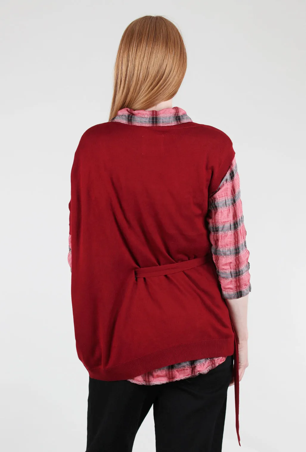 Asym Tie-Detail Sweater, Red