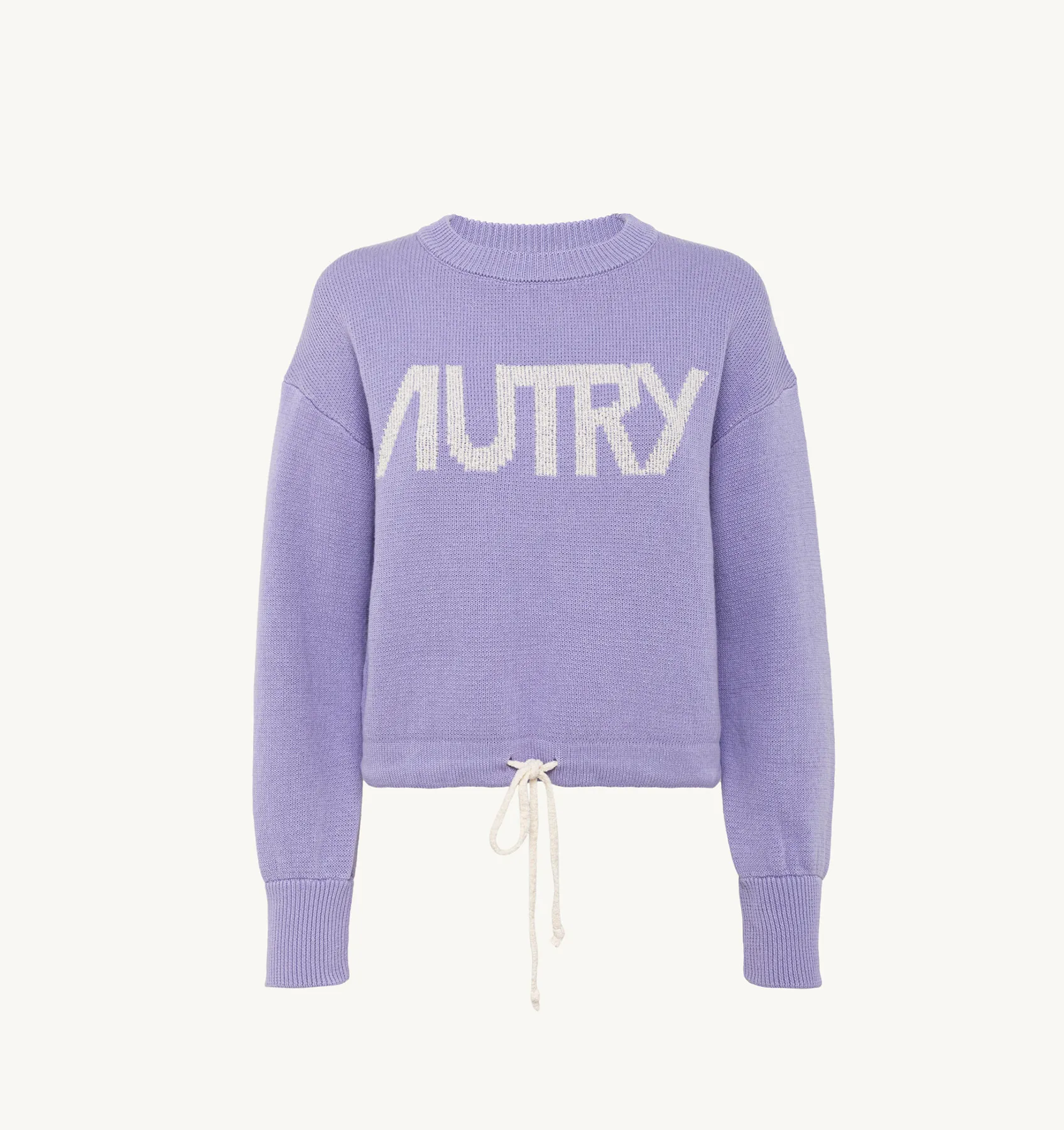 AUTRY APPAREL WOMAN  BOXY FIT CREW NECK SWEATER IN COTTON WITH JACQUARD LOGO