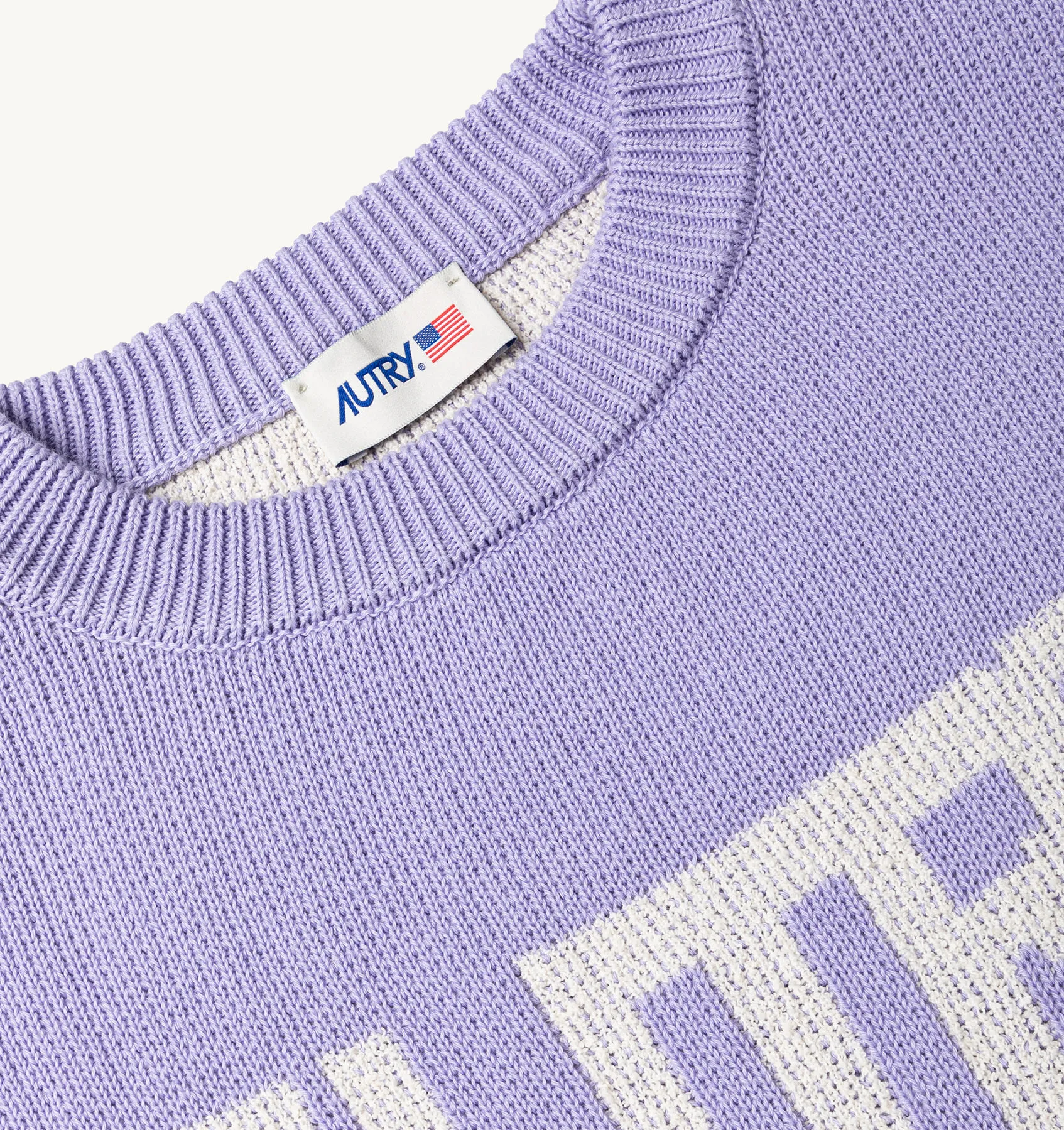 AUTRY APPAREL WOMAN  BOXY FIT CREW NECK SWEATER IN COTTON WITH JACQUARD LOGO