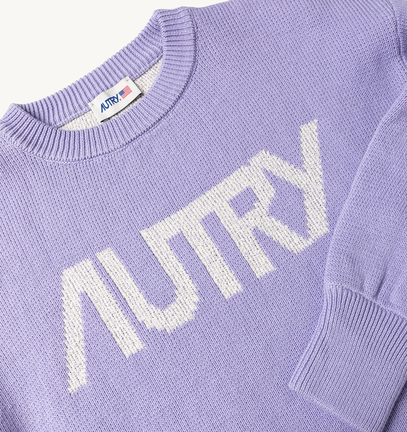 AUTRY APPAREL WOMAN  BOXY FIT CREW NECK SWEATER IN COTTON WITH JACQUARD LOGO