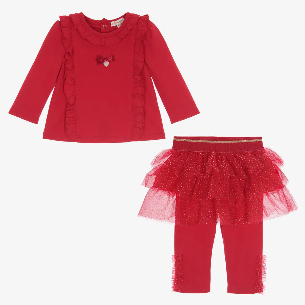 Baby Girls Red Leggings Set