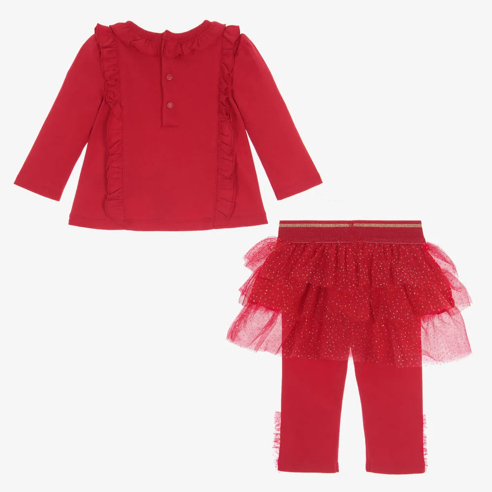 Baby Girls Red Leggings Set