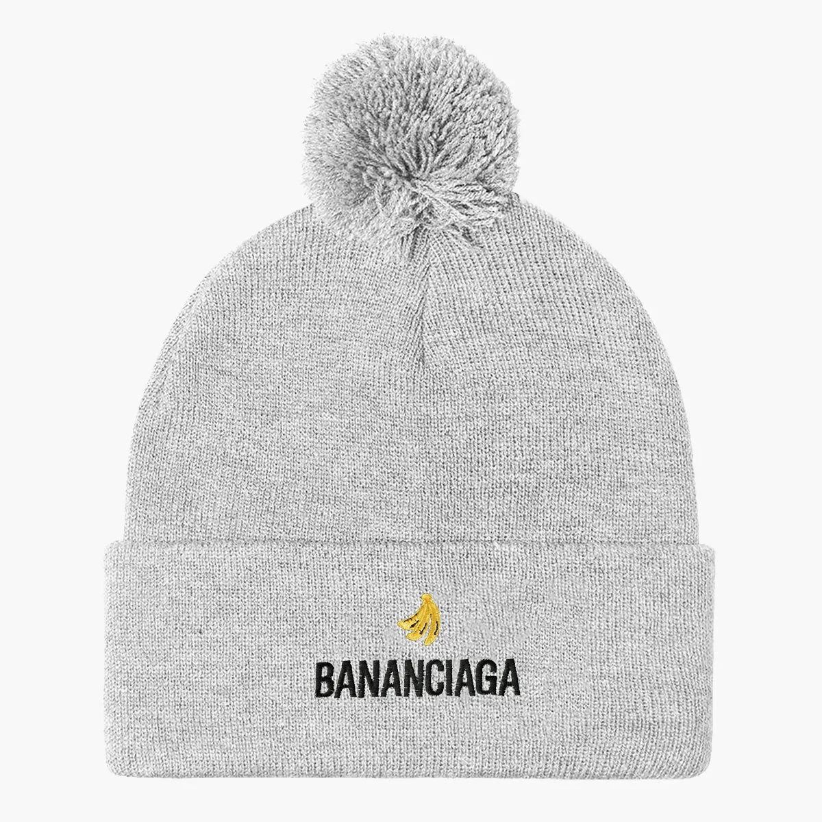 Bananciaga Embroidered Pom Pom Beanie