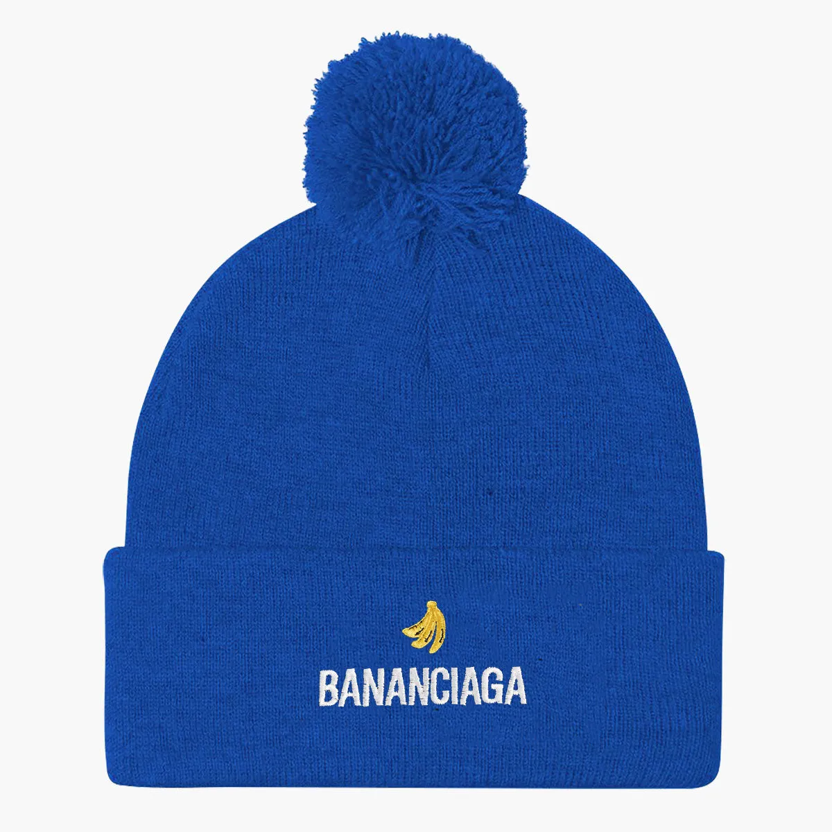 Bananciaga Embroidered Pom Pom Beanie