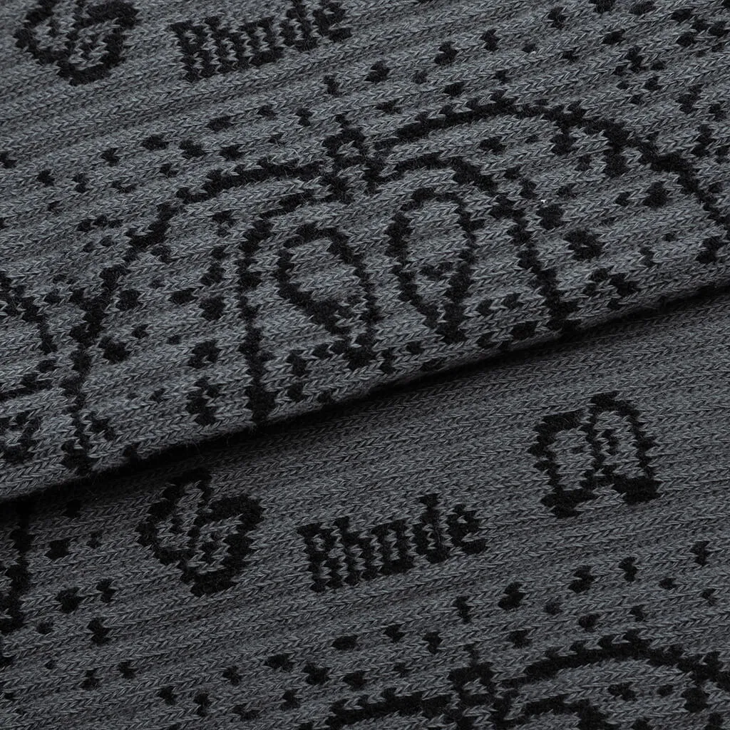 Bandana Jacquard Sock - Grey/Black