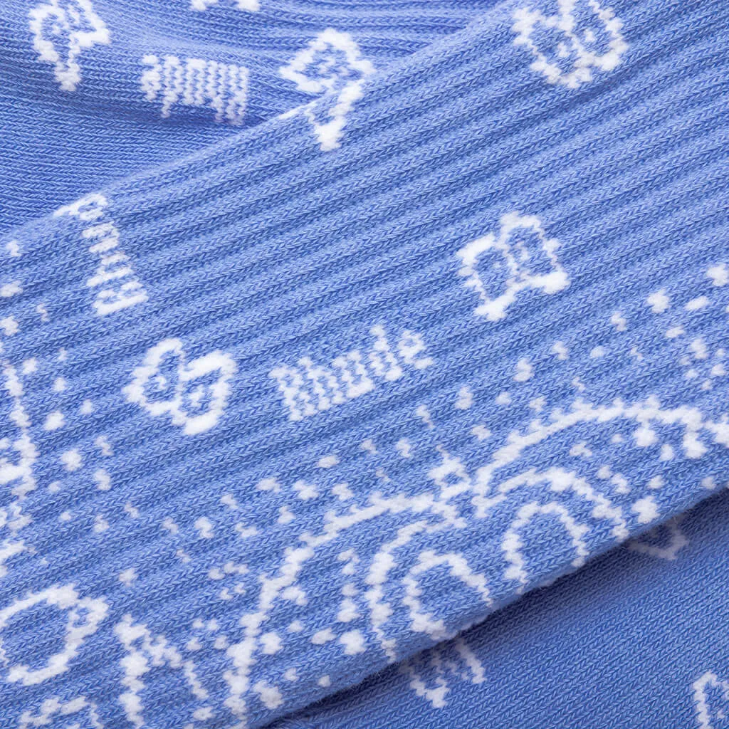 Bandana Jacquard Sock - Sky Blue/White