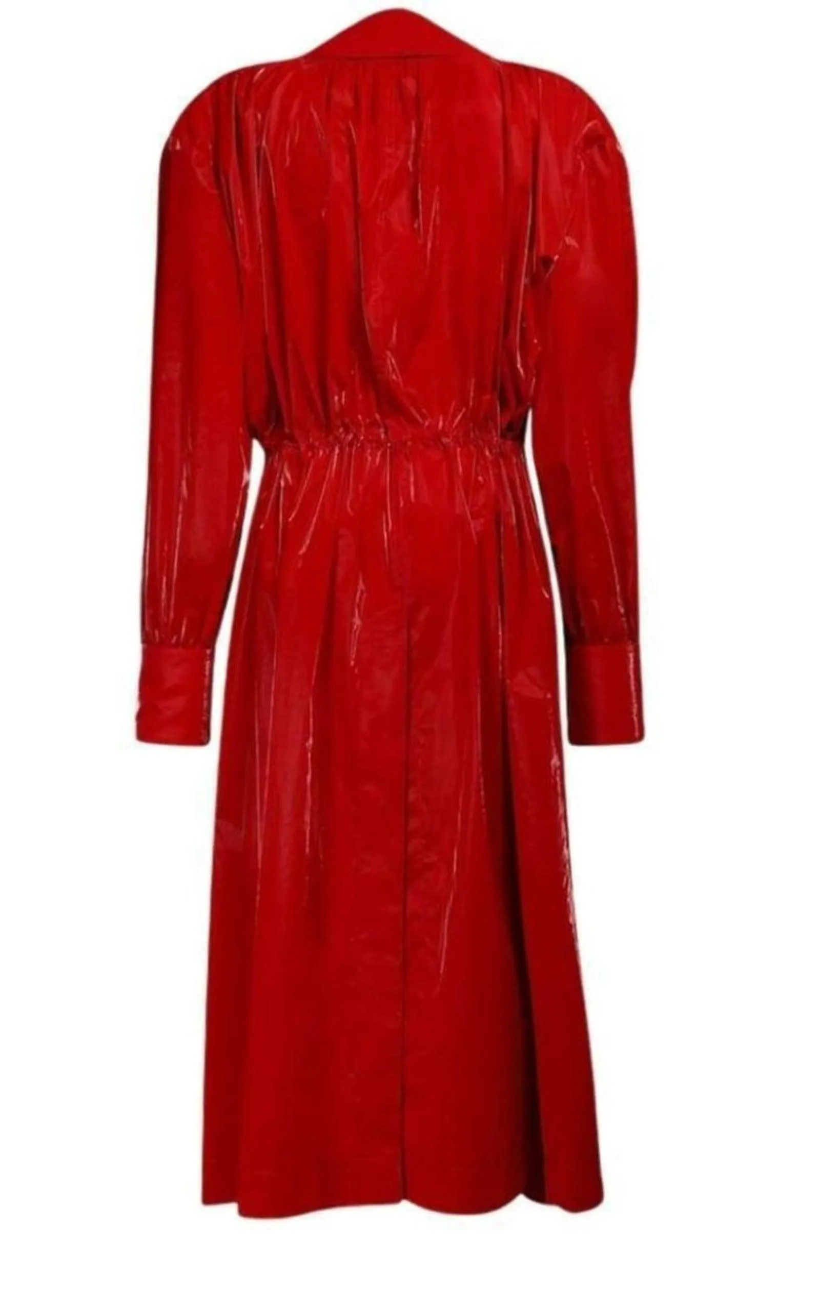 Belted Glossy Red Trench Coat