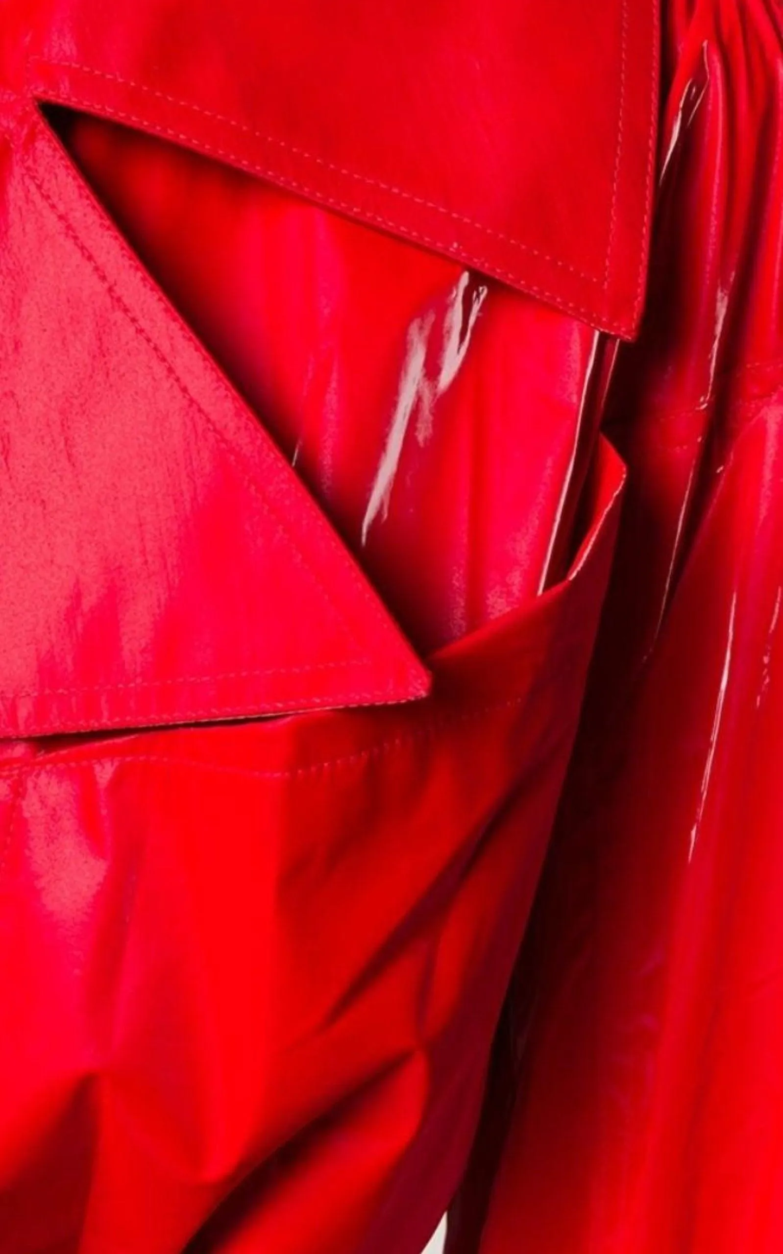 Belted Glossy Red Trench Coat