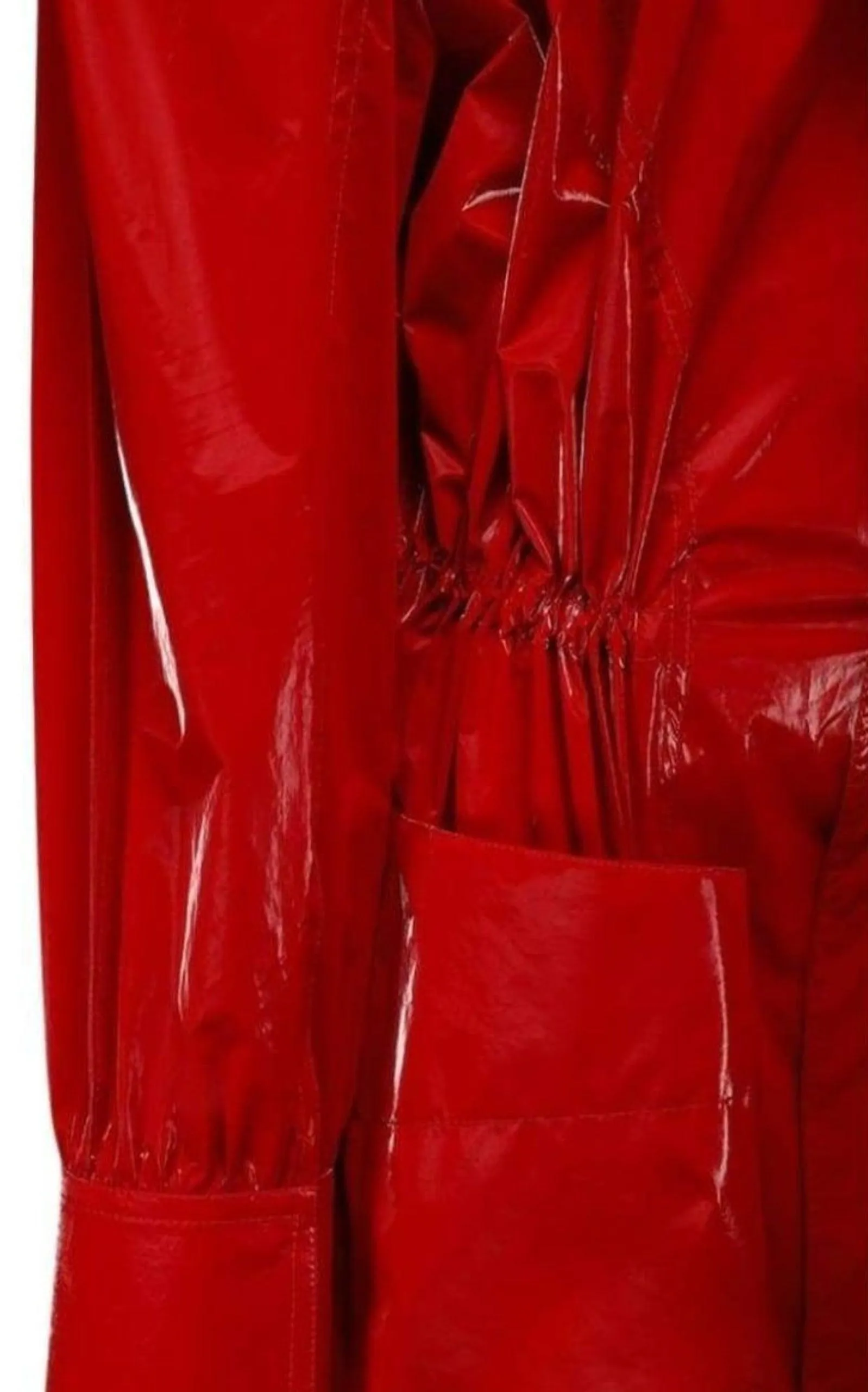 Belted Glossy Red Trench Coat