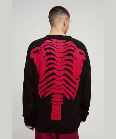 boohoo Mens Oversized Boucle Knit Skeleton Sweater