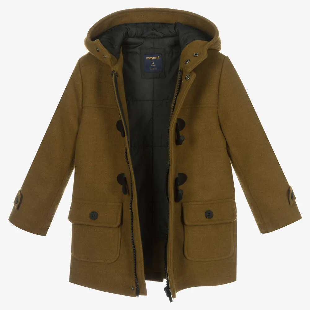 Boys Olive Green Duffle Coat