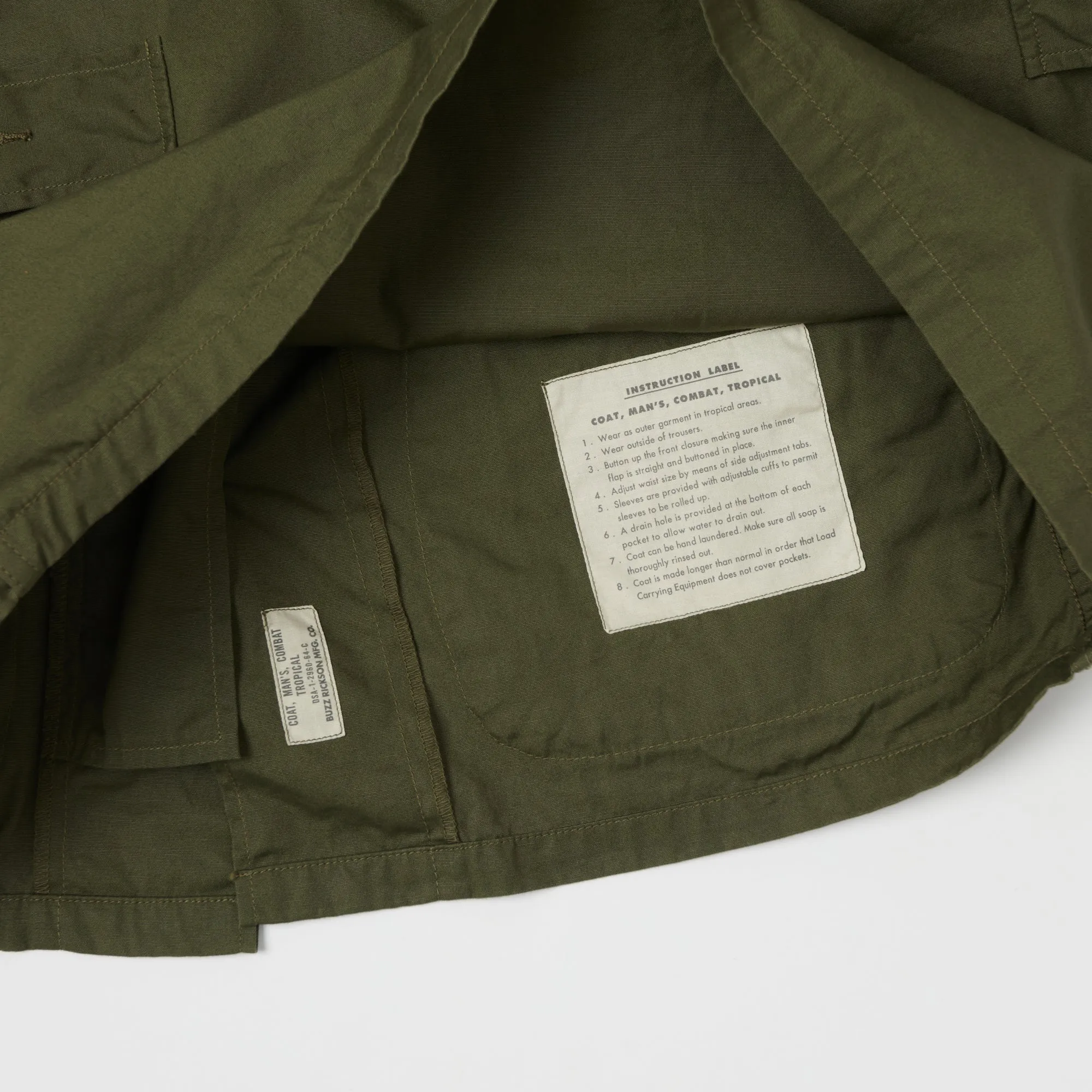 Buzz Rickson's BR12247 Tropical Combat Coat - Olive