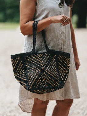 Diamond Metallic Pattern Woven Bag