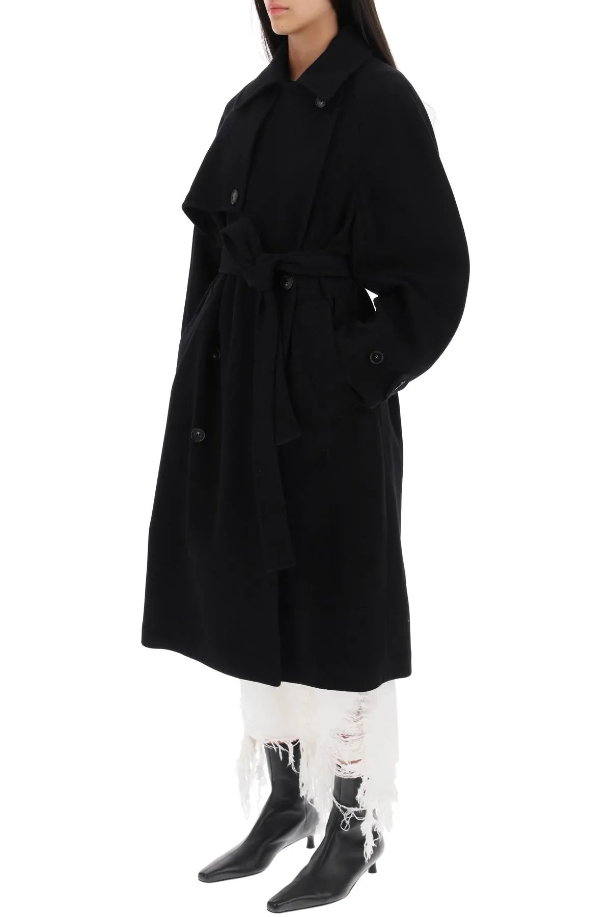 Double Breasted Wool Trench Coat