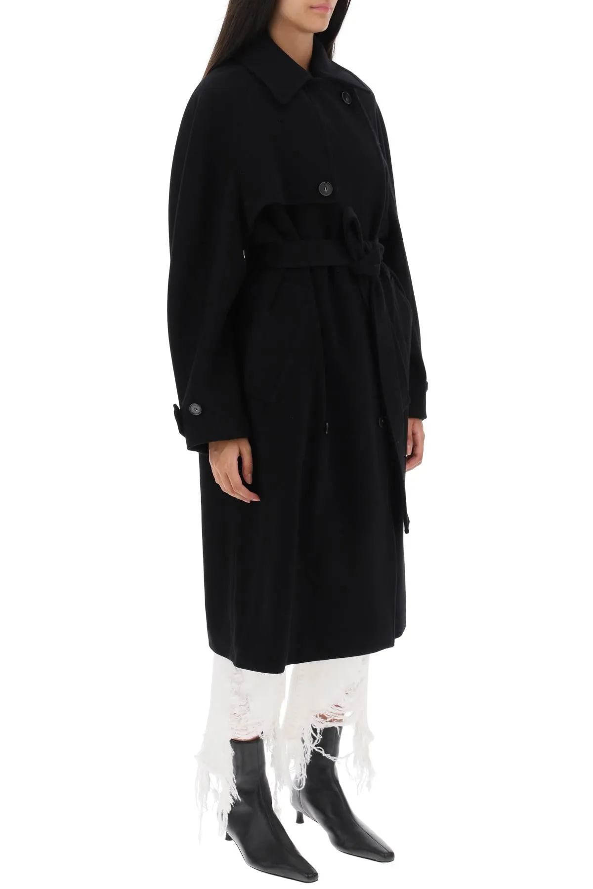 Double Breasted Wool Trench Coat