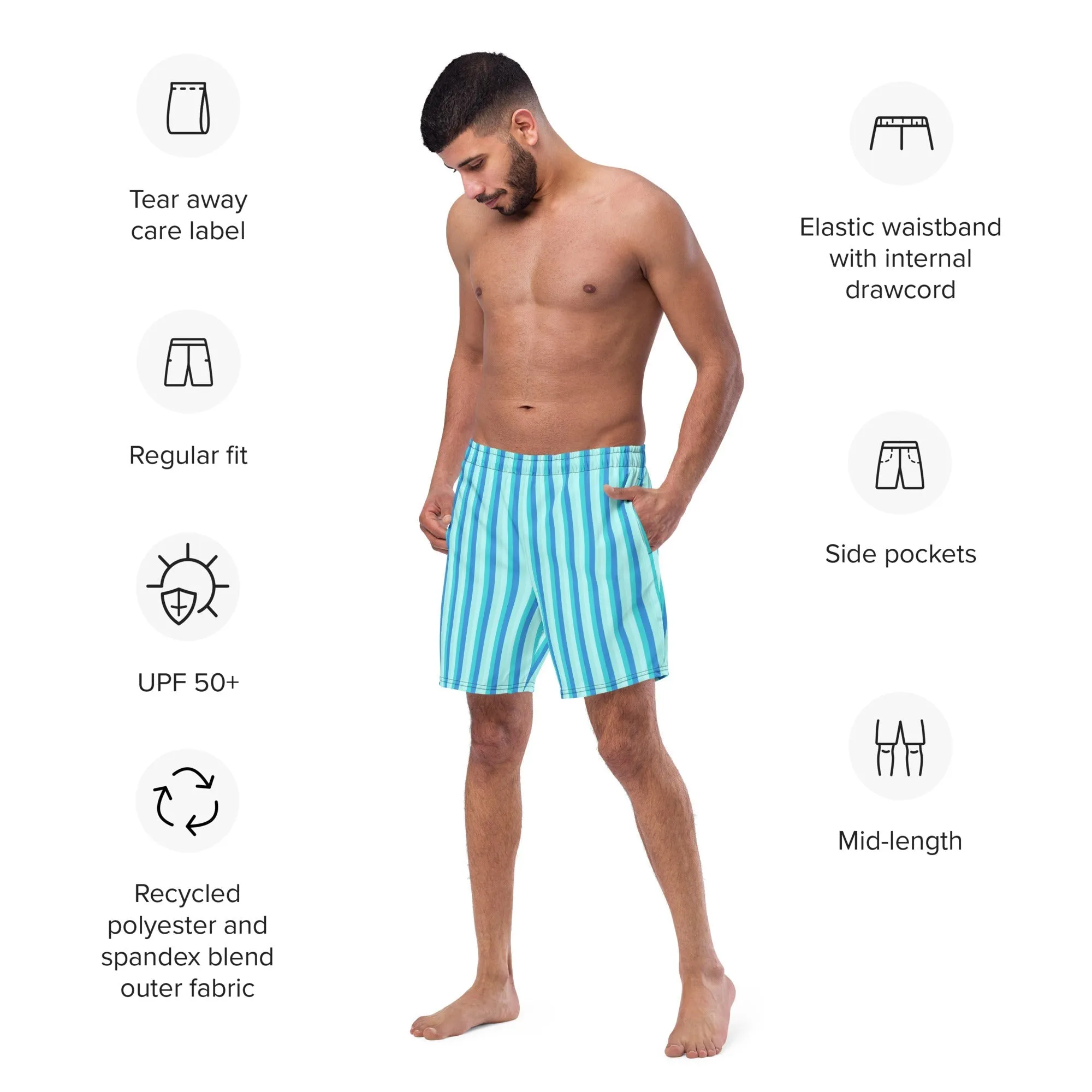 ECO MEN'S SWIM SHORTS - BLUE STRIPES