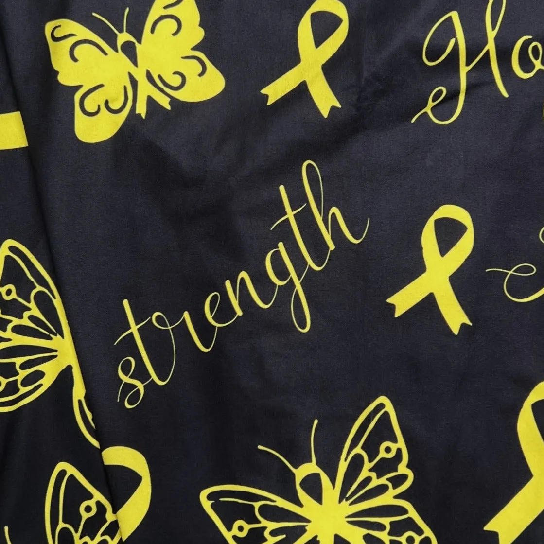 Empowerment-Inspired Yellow Ribbon Yoga Waistband Leggings – Ultra-Soft, Stretchy, Inspiring