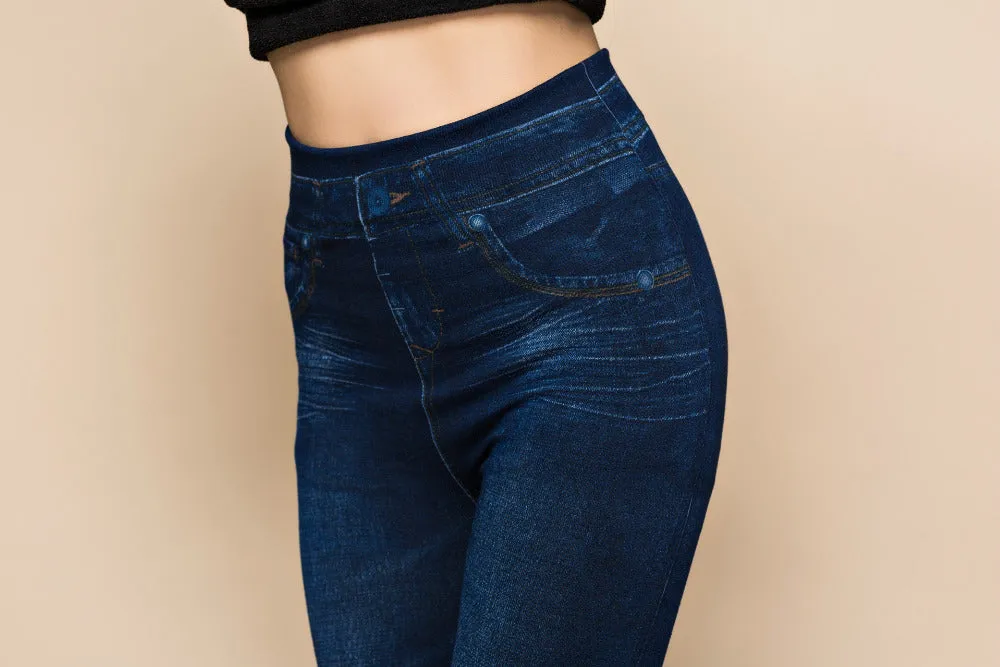 Faux Denim Jeans Leggings