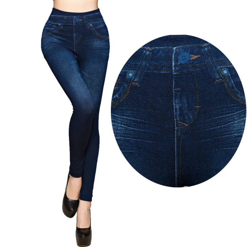 Faux Denim Jeans Leggings