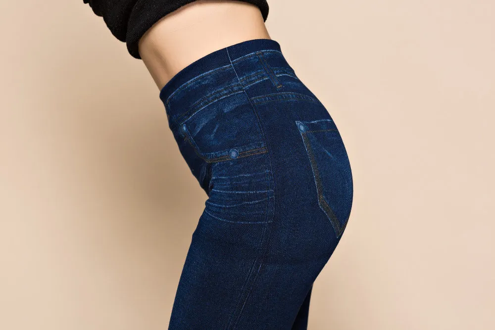 Faux Denim Jeans Leggings