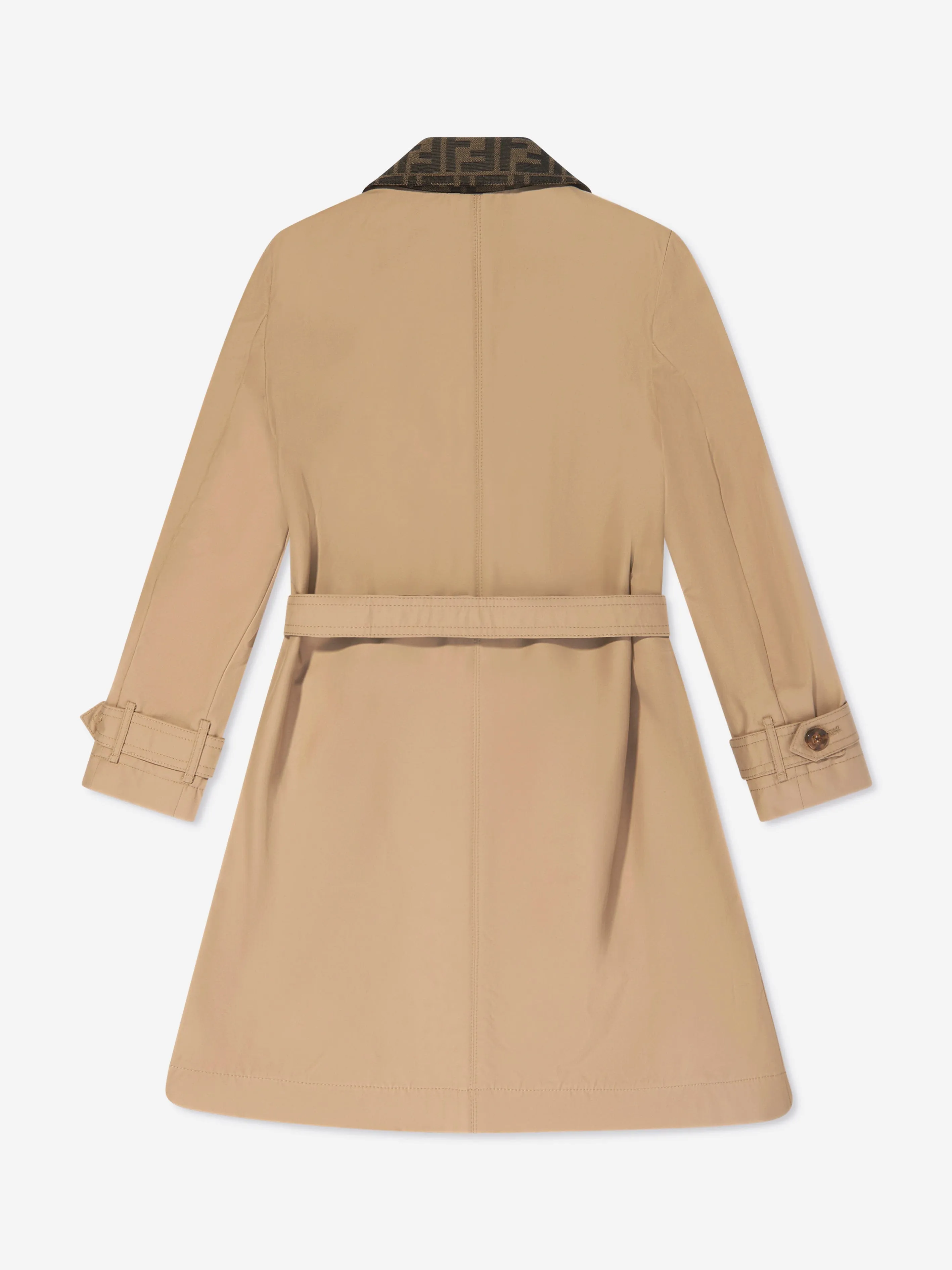 Fendi Girls FF Collar Trench Coat in Beige