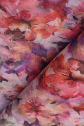 Floral Organza Silk Fabric - Multicolor Digital Print (1 Mtr)