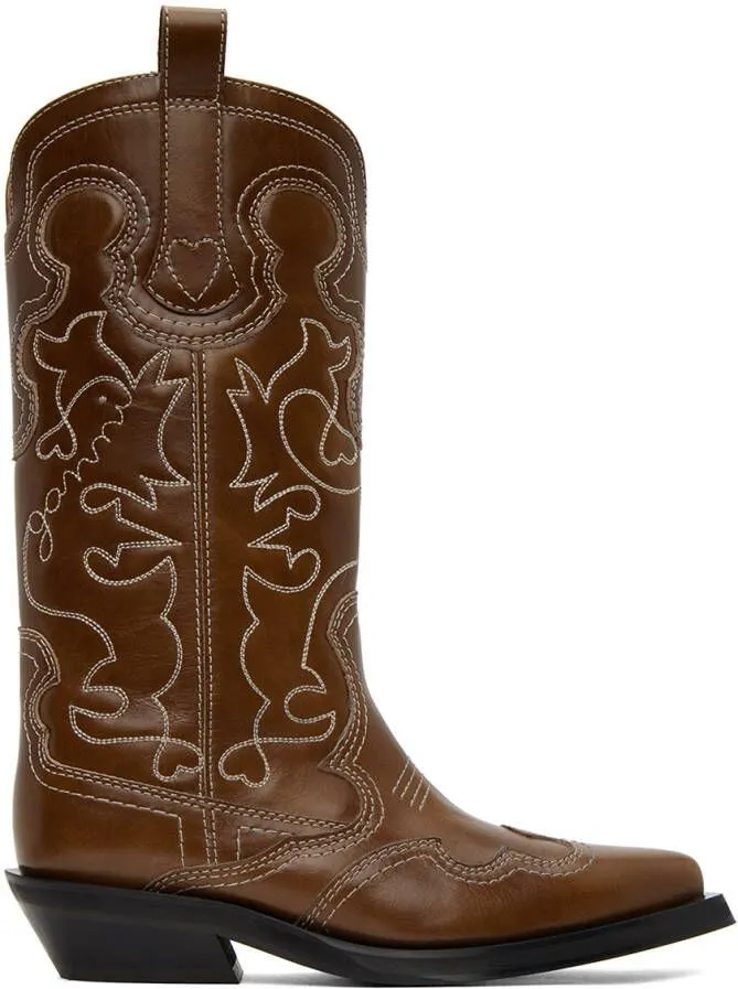 GANNI Brown Western Boots