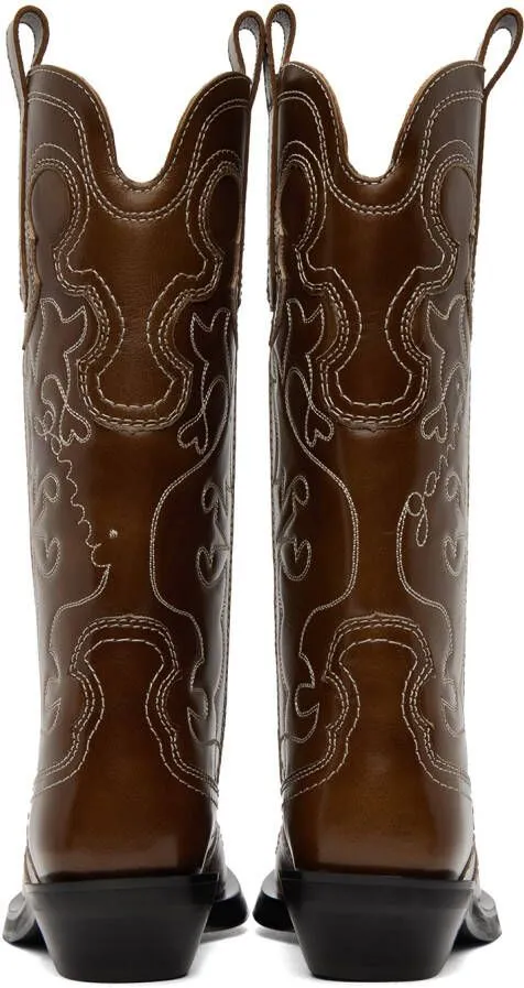 GANNI Brown Western Boots