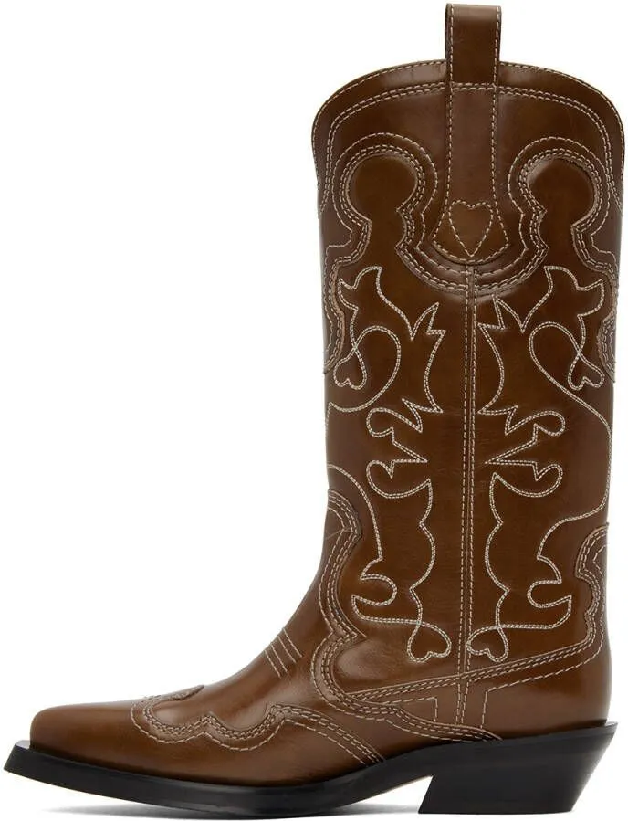 GANNI Brown Western Boots