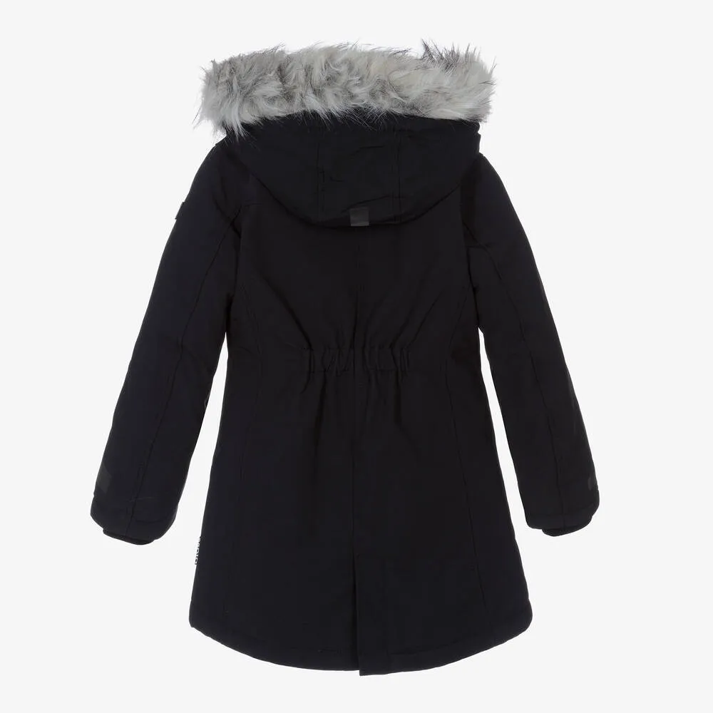 Girls Black Longline Ski Coat