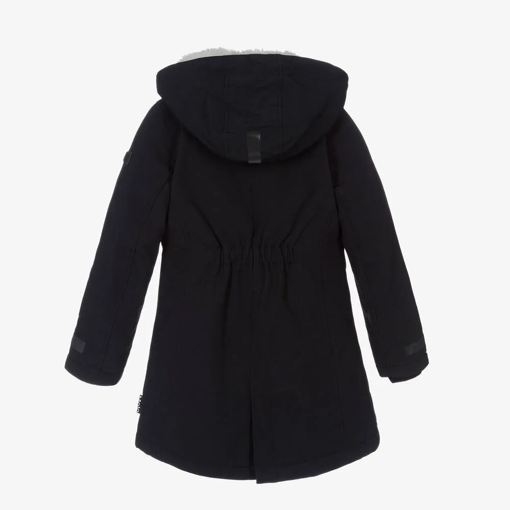 Girls Black Longline Ski Coat