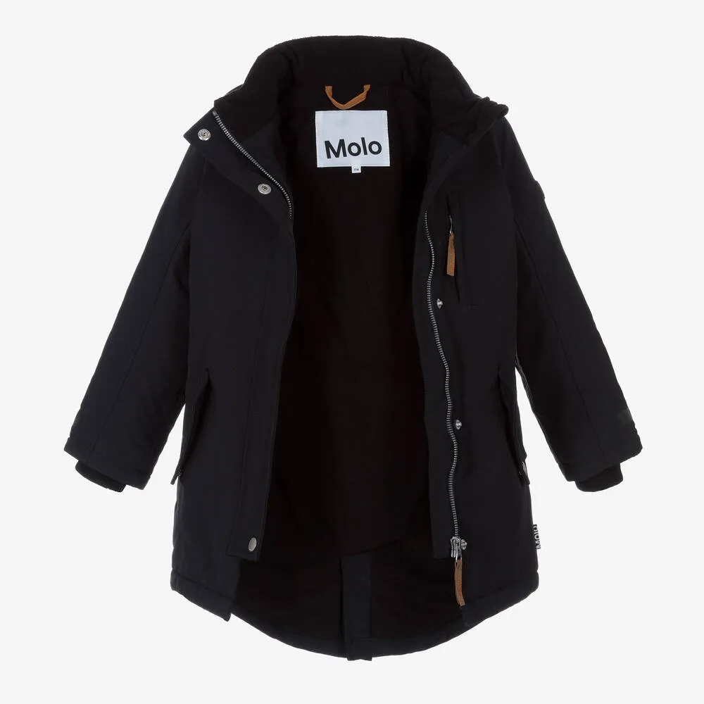 Girls Black Longline Ski Coat