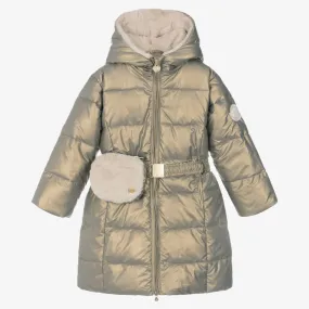 Girls Green Iridescent Puffer Coat