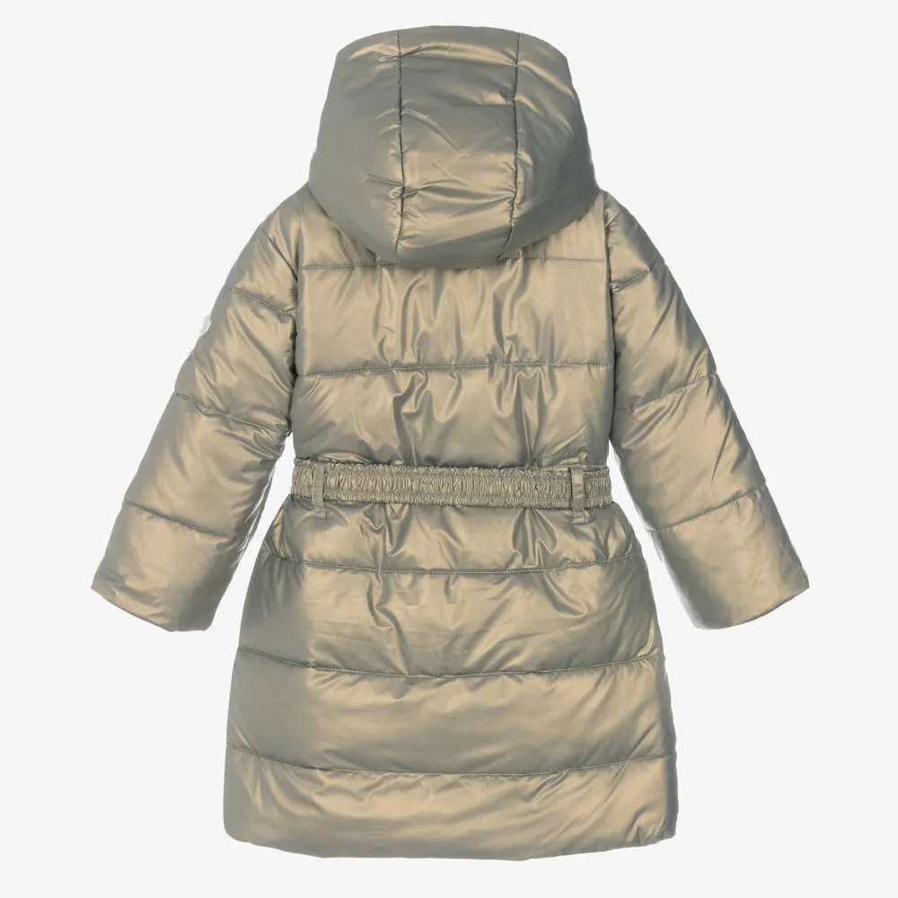 Girls Green Iridescent Puffer Coat