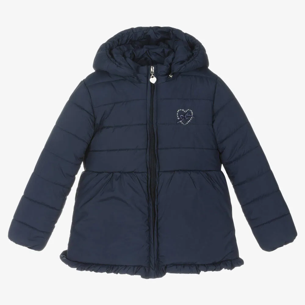 Girls Navy Blue Puffer Coat