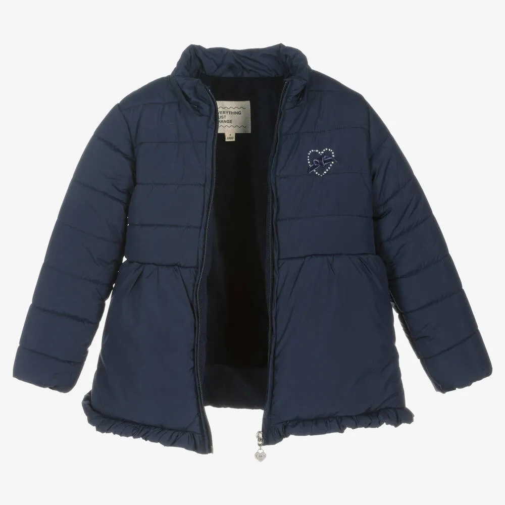 Girls Navy Blue Puffer Coat