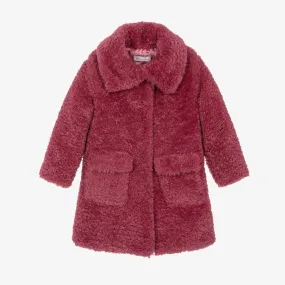 Girls Pink Teddy Fleece Coat