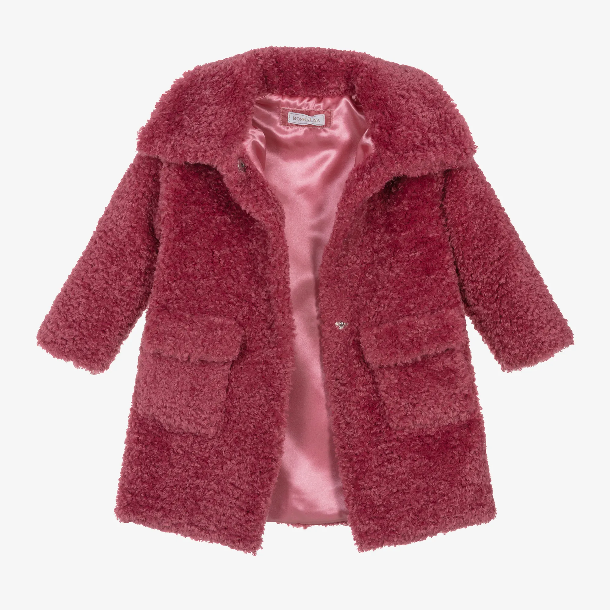 Girls Pink Teddy Fleece Coat