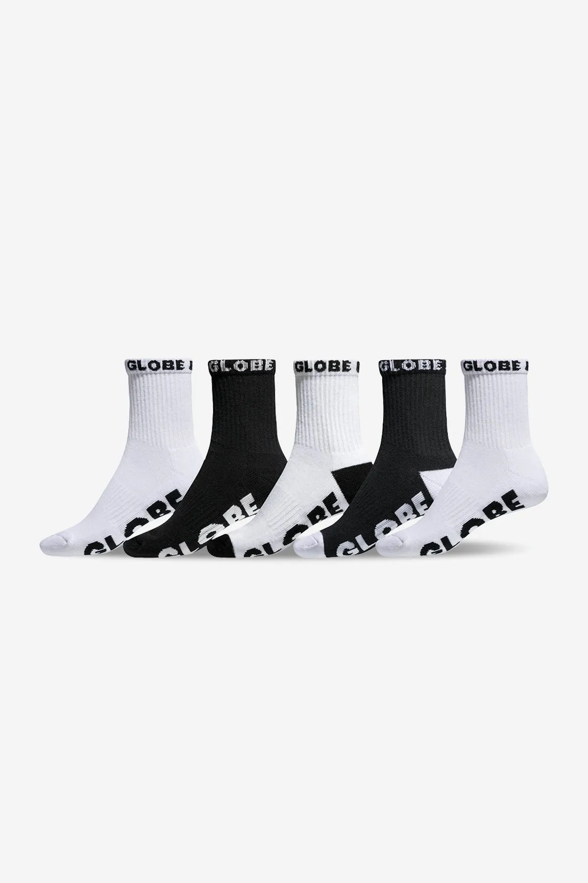 Globe Boys Quarter Sock 5 Pack - Black/White