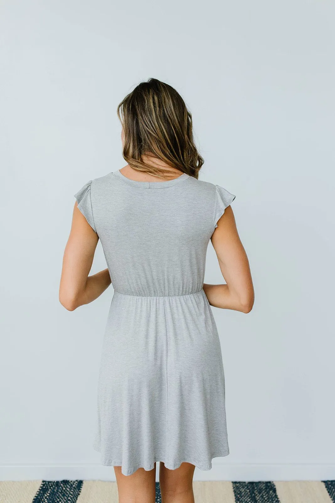 Gray Day Ruffled Yoke Dress - On Hand