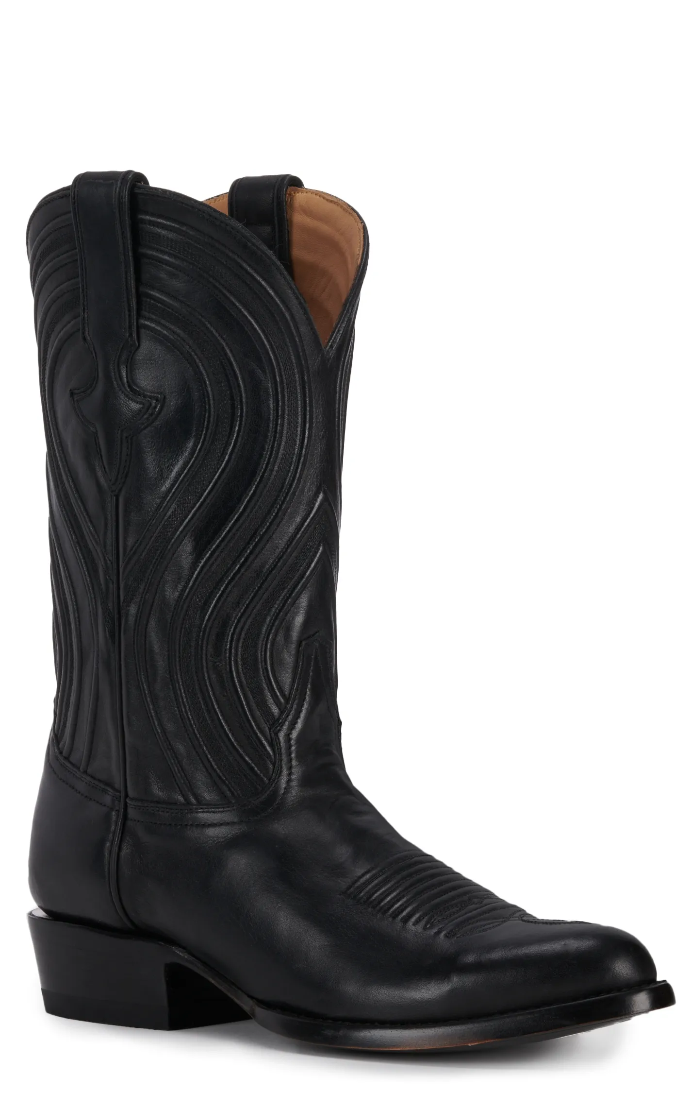 JRC & Sons Men's Colton Ranch Hand Leather Round Toe Cowboy Boot in Black